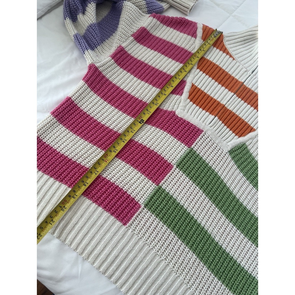 Sincerely Jules Striped 90s Y2K Retro Knit 1/4 Zip Up Multicolor Sweater Sz S/M - Picture 5 of 6